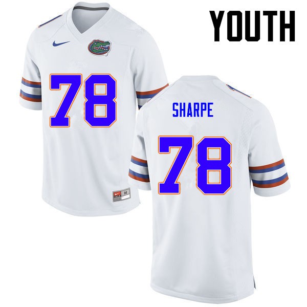 Florida Gators Youth #78 David Sharpe College Football White